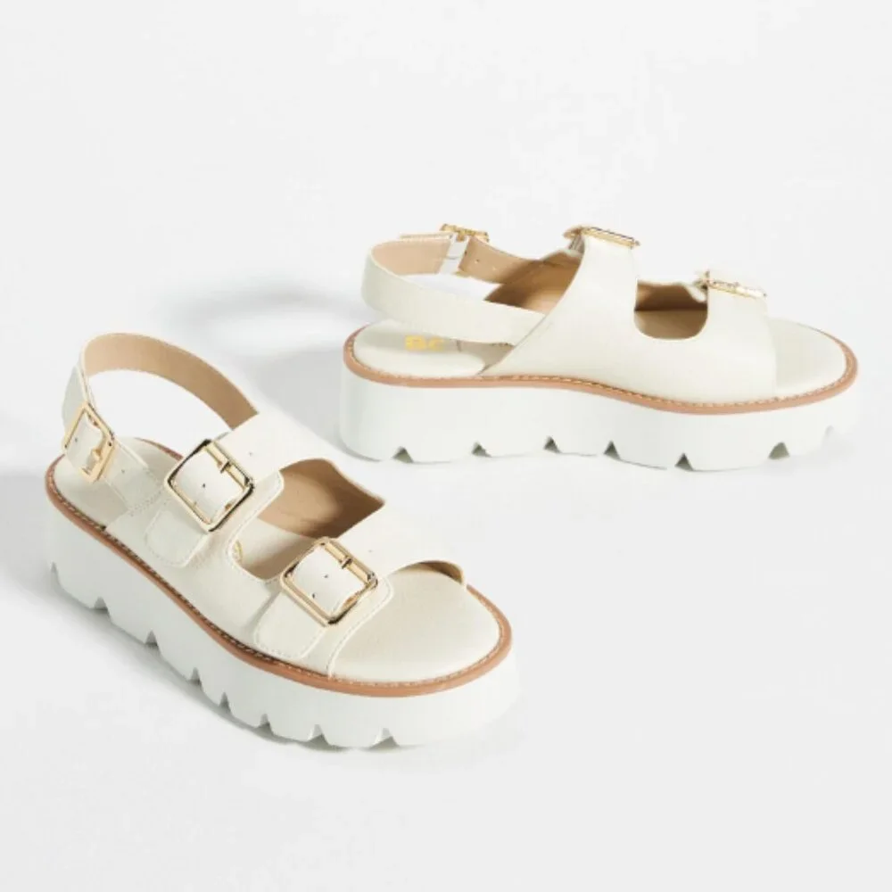 Anthropologie BC Footwear It's Happening Vegan Leather Sandal Women's Size 7.5 - Picture 2 of 14